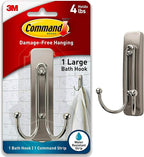 Command Large Double Bathroom Wall Hook, Damage-Free Hanging by Command