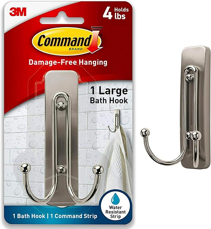 Command Large Double Bathroom Wall Hook, Damage-Free Hanging by Command