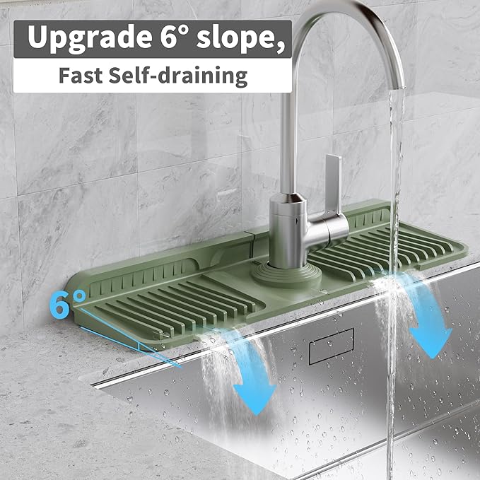 WAFT YEARN 17X5 Inch Silicone Durable Faucet Mat Kitchen Sink Splash Guard - Image 3