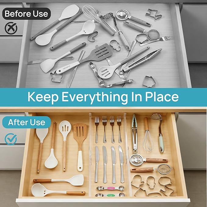 Vtopmart 8 Pack Shallow Drawer Dividers, 2.36" High 12.5"-20.8" Adjustable - Image 6