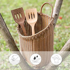 Woven Hanging Wicker Basket for Door, Handmade Rattan Hanging Wall Baskets for - Image 3