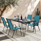 JEAREY Patio Dining Chairs Set of 4, Outdoor Stackable Dining Furniture Set, All Weather Dining Set for Lawn, Garden, Backyard, Poolside, Peacock Blue - Image 2