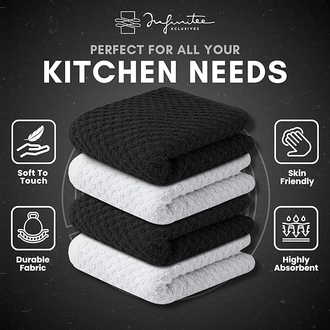 Infinitee Xclusives Premium Dish Cloth 100% Cotton 12 x 12 Inches |Pack of 4| - Image 5