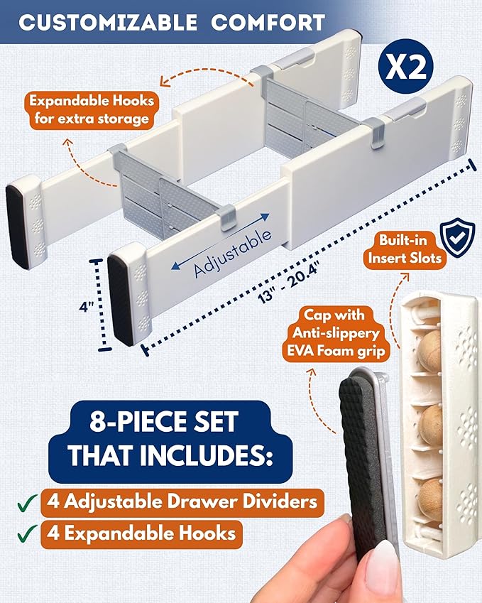 4 Pack Adjustable Drawer Dividers - Image 2