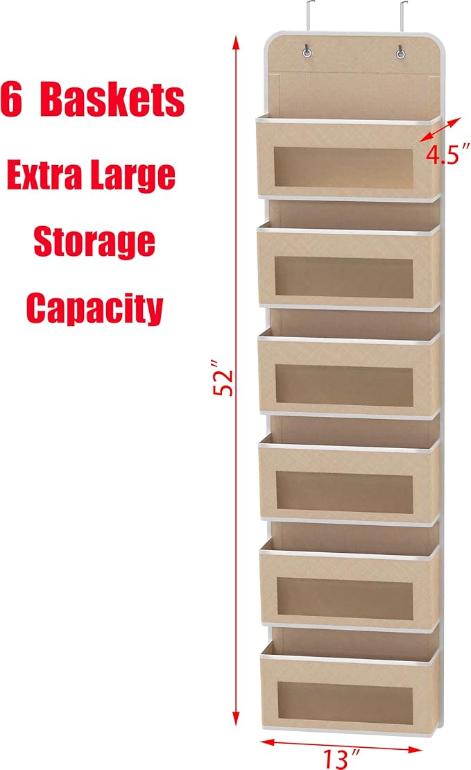 Simple Houseware 6 Clear Window Pocket Over Closet Door Storage Hanging - Image 2