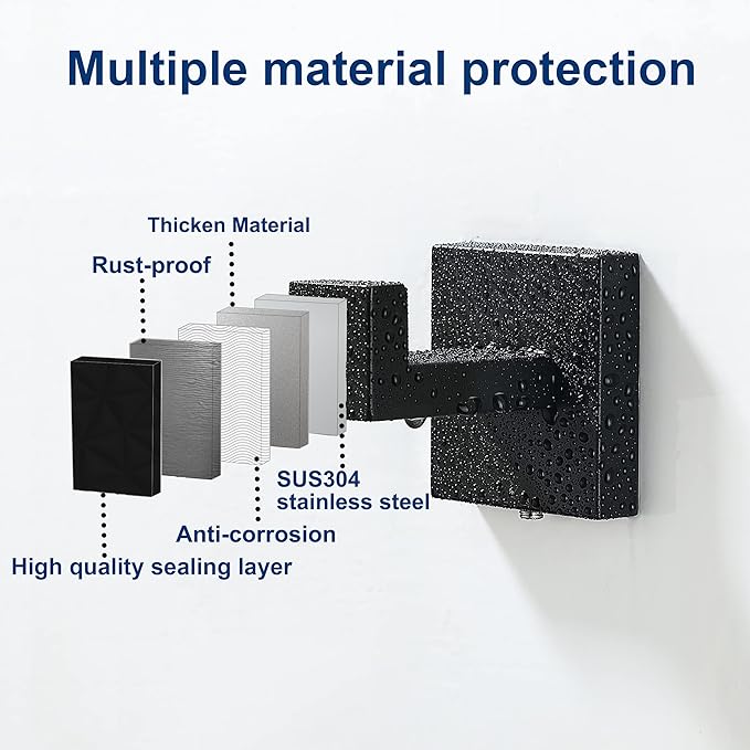 Towel Hooks for Bathrooms, Matte Black Towel Hook for Kitchen Bathroom - Image 5