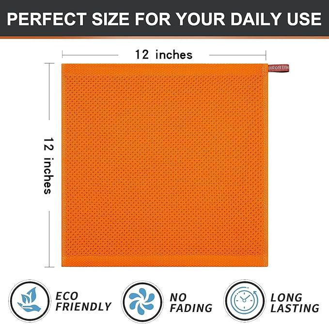 Kitinjoy 100% Cotton Kitchen Dish Cloths, 12 Pack Waffle Weave Ultra Soft - Image 5