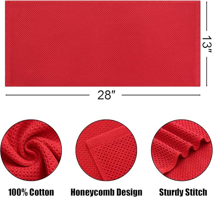 Kitinjoy 100% Cotton Waffle Weave Kitchen Hand Towels - Image 3