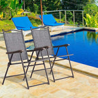 Giantex Set of 2 Patio Folding Chairs, Outdoor Patio Dining Chairs w/Armrest, Sling Back, Metal Frame, Outside Use for Lawn Camping Garden Pool Beach Yard Lounge, No Assembly, Grey - Image 2