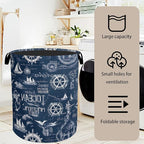 Navy Blue Foldable Laundry Hamper - Image 7