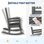 HDPE Rocking Chair Outdoor Set of 4 with 2 Side Table - Poly High Back Porch Rocker Chairs for Adults - All Weather Resistant Furniture for Patio Front Porch - Gray - Image 4