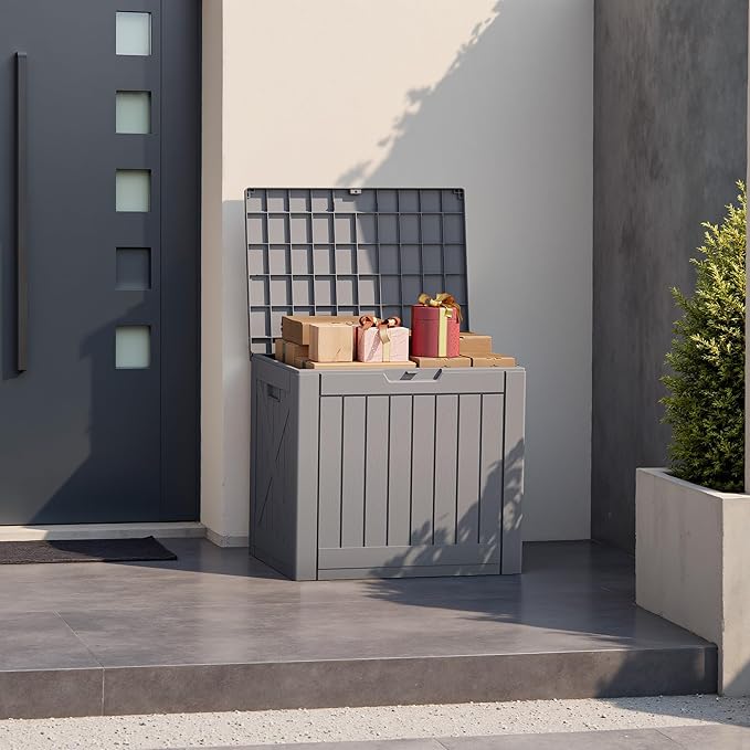 Patiowell 43 Gallon Resin Deck Box, Outdoor Storage Box for Patio Furniture, Deliveries, Pool Supplies,Waterproof and Lockable (Grey) - Image 7