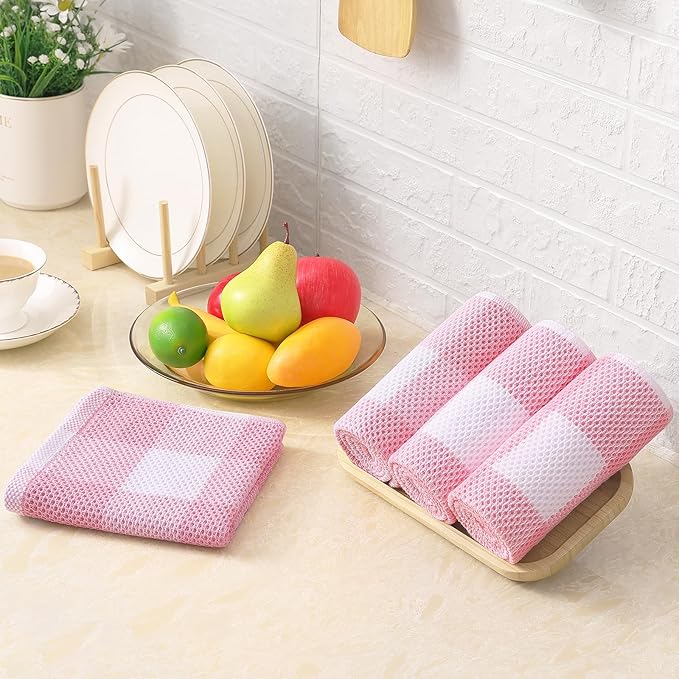 Homaxy 100% Cotton Waffle Weave Check Plaid Kitchen Towels, 13 x 28 Inches - Image 5