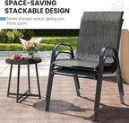Patio Dining Chairs Set of 4, Stackable Dining Chairs High Back, Breathable Seat Fabric and Alloy Steel Frame Fit Backyard, Porch, Lawn，Poolside (Dark Grey) - Image 6