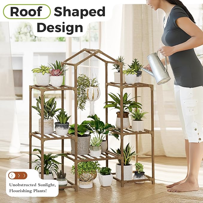 Bamworld Plant Stand Indoor Hanging Plant Shelf Outdoor Large Plant Rack for Multiple Plants Boho Home Decor Plant Gift for Mom Woman - Image 3