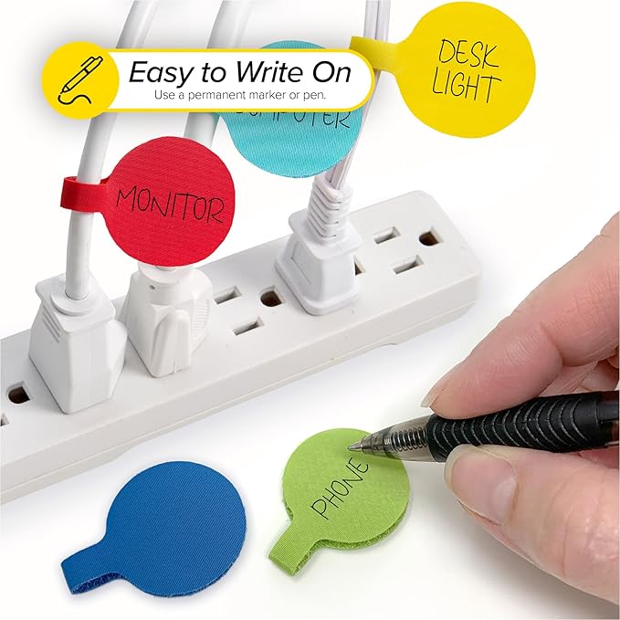 Cable Labels - Wrap-It Storage - Circles, Wire Tags Write on Surface - Image 3