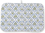 Blue Sage Green Block Print Dish Drying Mats 18x24 Inch Blue Green Vintage by GOLIANDA