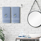2 Pcs Beach Chair Hand Towels Slate Blue Bathroom Decor 14x29 Inch Embroidered - Image 3