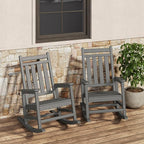GarveeLife Poly Lumber Rocking Chair Outdoor Set of 2- HDPE High Back Porch Rocker Chairs for Adults - All Weather Resistant Furniture for Patio - Gray by GarveeLife