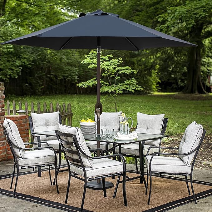 Blissun 7.5 ft Patio Umbrella, Yard Umbrella, Outdoor Market Umbrella with Push Button Tilt Crank (Black) - Image 7