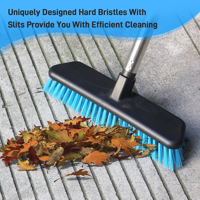 Deck Brush with Retractable Long Handled Floor, Floor Scrub Brushes, Heavy-Duty - Image 4