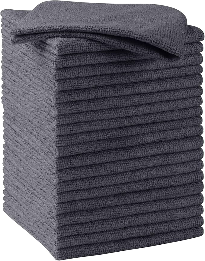 HOMEXCEL Grey Microfiber Cleaning Cloths, 20 Pack Cleaning Rags by HOMEXCEL