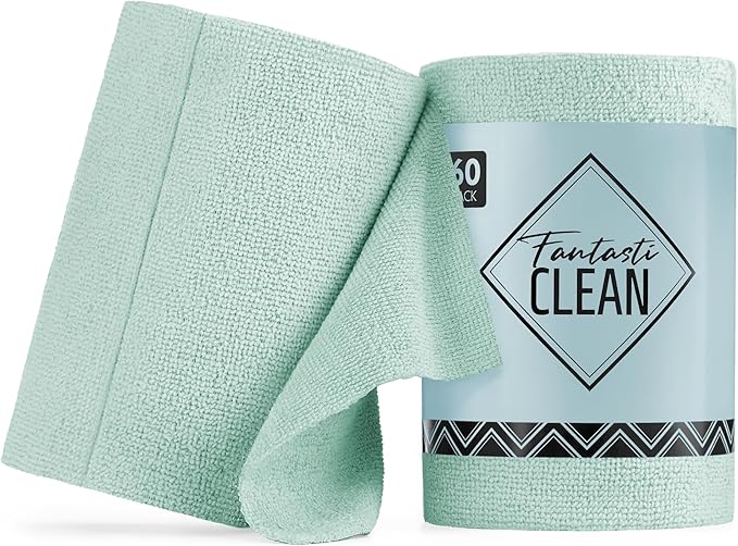 Fantasticlean Microfiber Cleaning Cloth Roll -60 Pack, Tear Away Paperless by Fantasticlean