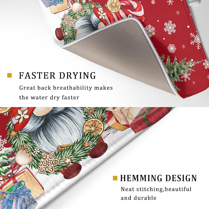 Christmas Dish Drying Mat for Kitchen Counter, Merry Christmas Dish Drying Mat - Image 3