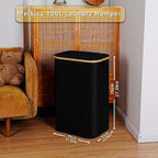 100L Laundry Hamper with Lid, Lagre Basket with Bamboo Handles, Foldable - Image 3
