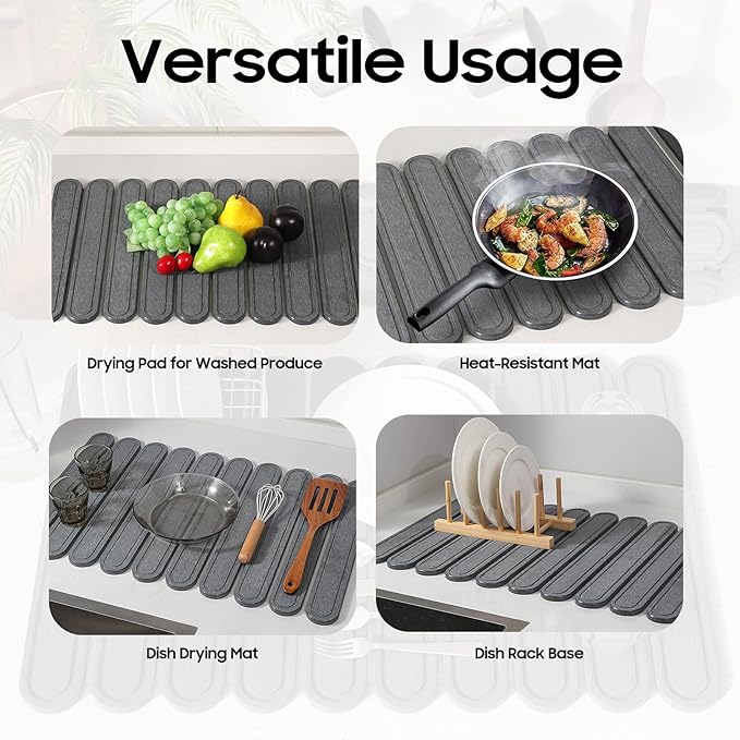 Stone Dish Drying Mat for Kitchen Counter, Quick Dry Stone Mat Kitchen for - Image 6