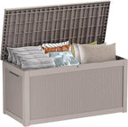 261 Gallon Outdoor Deck Box, Lockable Waterproof Outdoor Storage Boxes For Garden Tools,Indoor Cushions,Accessories Outside Storage Resin Weatherproof Container(Grey) by MAIUSCOLI
