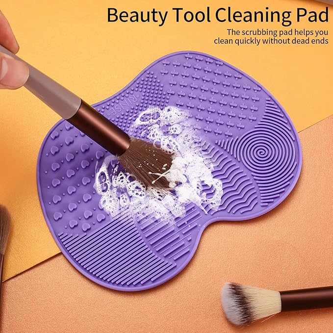 2 Pcs Silicone Make Up Brush Cleaning Mat, Makeup Brush Cleaner Mats, Cosmetic - Image 4