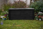 Keter Westwood 150 Gallon Resin Large Outdoor Storage Box for Patio Furniture, Outdoor Cushions, Garden Tools and Pool Floats, Dark Grey - Image 4