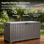EAST OAK 120 Gallon Outdoor Storage Box | Large Resin Deck Box with Reinforced Stainless Steel Support | Waterproof & UV-Resistant Patio Storage Box for Cushions, Garden Tools & Pool Accessories, Grey - Image 6