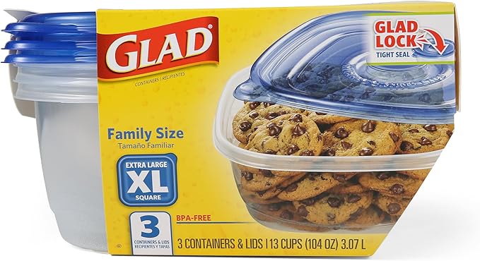 Glad GladWare XL Square Food Storage Containers, Family Size Meal Container - Image 2