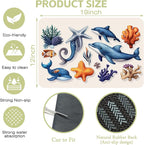Sea Animals Dish Drying Mat Dolphins Starfish Anemones Kitchen Mat 12"x19" - Image 4