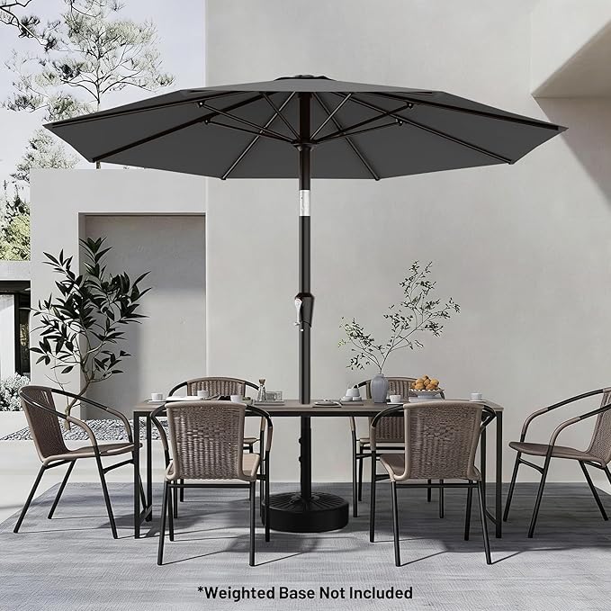 AreShark 9 FT Patio Umbrella for Outdoor, Outdoor Table Umbrella with Push Button Tilt and Crank, Outdoor Patio Umbrellas with 8 Sturdy Ribs for Market, Garden, Pool (Gray) - Image 6