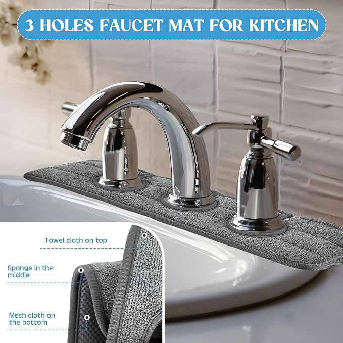 2 Pcs Faucet Mat for Kitchen Sink Splash Guard for Kitchen Sink Faucet Dish - Image 5