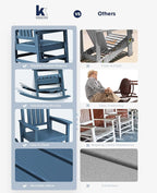 KINGYES HDPE Patio Rocking Chair Set of 2, Outdoor Rocking Chairs Porch Rocker for Adults, Navy - Image 4