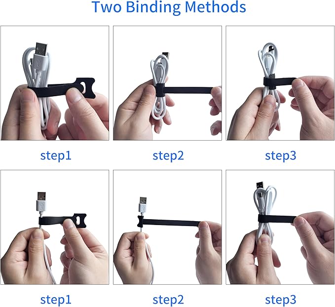 6 Inches Black Reusable Cable Ties, Cable Organizer, Cord Wrap and Hook Loop - Image 5