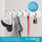 BIRDROCK HOME Oval Hook Coat and Hat Rack | 6 Hooks | Wall Mount | White Finish - Image 4
