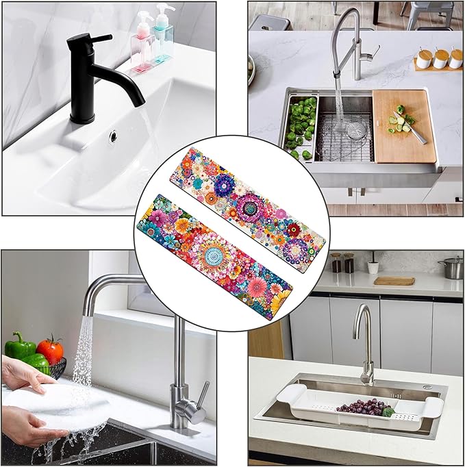 Bimkole 2 PCS Faucet Absorbent Mat, Kitchen Faucet Sink Splash Guard Wraparound - Image 7
