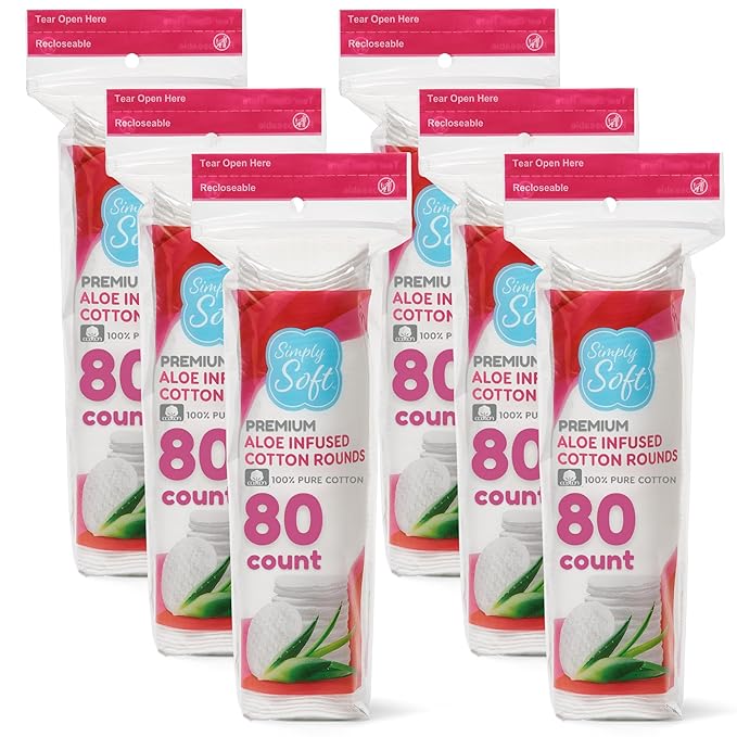 Simply Soft Aloe Infused Premium Cotton Rounds, Hydrating Aloe Vera, 100% Pure by Medline