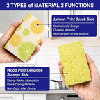 CELOX Lemon Printed Dual Sided Scrub Dish Sponges, Non Scratch Sponge - Image 2