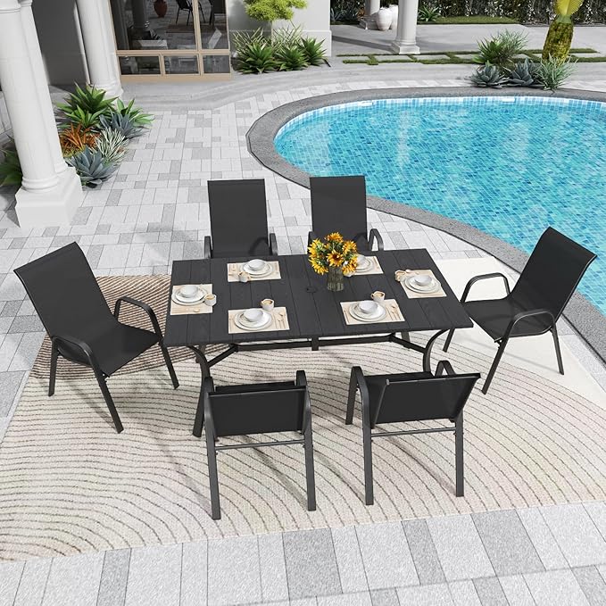 Patio Chairs Set of 4, Stackable Outdoor Dining Chairs for All Weather Textilene Fabric & Metal Frame, Outdoor Chairs Set for Backyard Deck Garden - Image 4