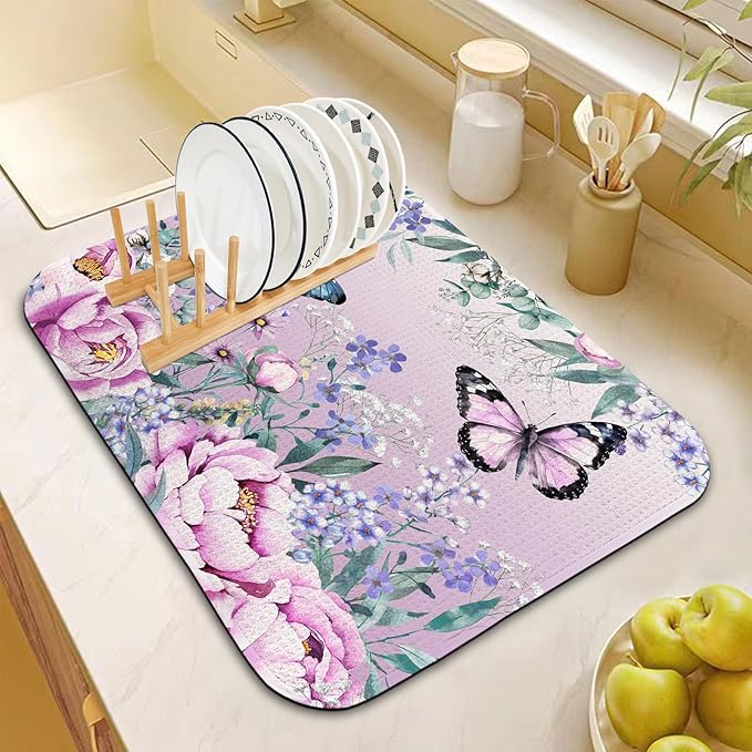 Dish Drying Mat for Kitchen Counter 16x18 Inch, Super Absorbent Dish Drainer Mat - Image 2