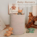 Large Woven Laundry Basket Hamper, 80L Cotton Rope Storage Bin - Image 2