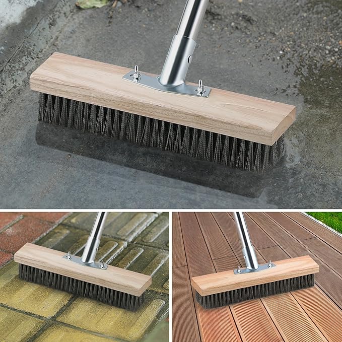 Heavy Duty Wire Broom with Telescopic Handle, Stiff Metal Bristle Brush - Image 6