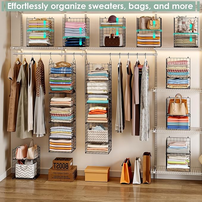6-Tier Closet Hanging Organizer Shelves, Hanging Closet Organizer and Storage - Image 5