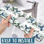 Watercolor Garland Flower Sink Splash Guard Faucet Mat Clover Leaves Super - Image 5